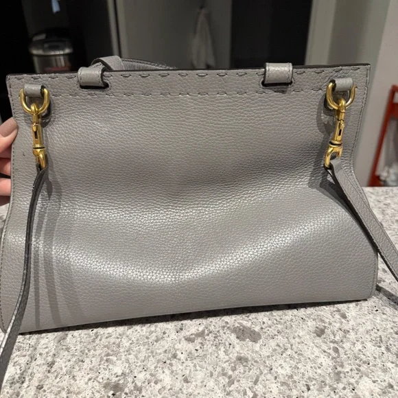 Pre Owned Gucci Cellarius Calfskin GG Marmont Top Handle Bag Grey - Picture 4 of 6